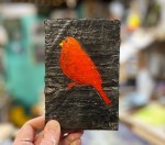 Red Bird At Midnight By Artist Rafi Perez Mini Art On Gallery Wrapped Canvas 4X6