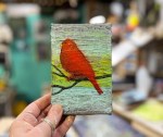 Red Bird On A Sunset By Artist Rafi Perez Mini Art On Gallery Wrapped Canvas 4X6