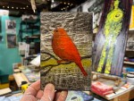 Red Bird On Silver Dawn By Artist Rafi Perez Mini Art On Gallery Wrapped Canvas 4X6
