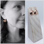Shield Earrings / 14k Rose Gold Filled / Convex Domed Disks / Rustic Hammered Texture