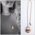 Shield Necklace / 14k Rose Gold Filled / Large Convex Domed Disk / Rustic Hammered Texture / Touchstone Necklace