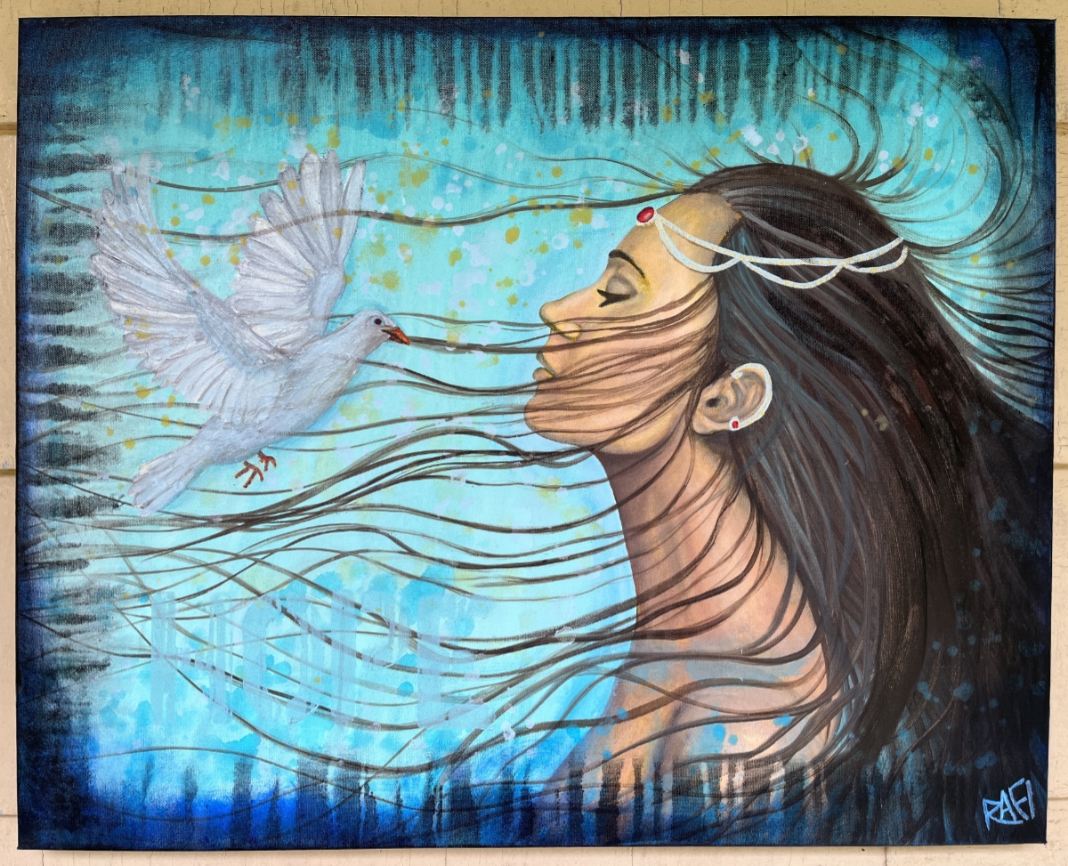 The Magic Of Hope Original Painting Wall Art By Artist Rafi Perez Mixed Medium On Canvas 24x30 - Image 4