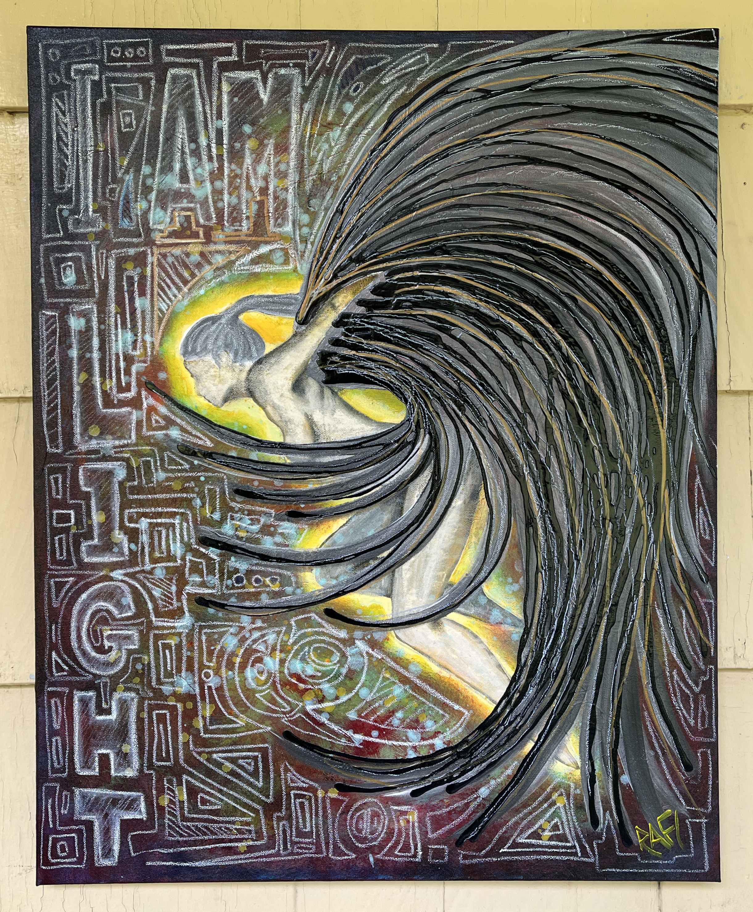 I Am Light Original Painting By Artist Rafi Perez Mixed Medium On Canvas 24x30 - Image 5