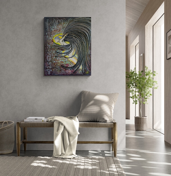 I Am Light Original Painting By Artist Rafi Perez Mixed Medium On Canvas 24x30 - Image 7