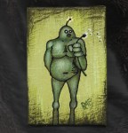 Me And It Series Art - Dandelion - Mixed Medium On Mini Stretched Canvas 4X6 By Rafi Perez