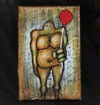 Me And It Series Art - Happy Balloon - Mixed Medium On Mini Stretched Canvas 4X6 By Rafi Perez