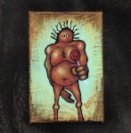 Me And It Series Art - Lollipop - Mixed Medium On Mini Stretched Canvas 4X6 By Rafi Perez