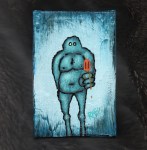 Me And It Series Art - Melted Popsicle - Mixed Medium On Mini Stretched Canvas 4X6 By Rafi Perez