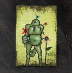Me And It Series Art - Sunflower - Mixed Medium On Mini Stretched Canvas 4X6 By Rafi Perez