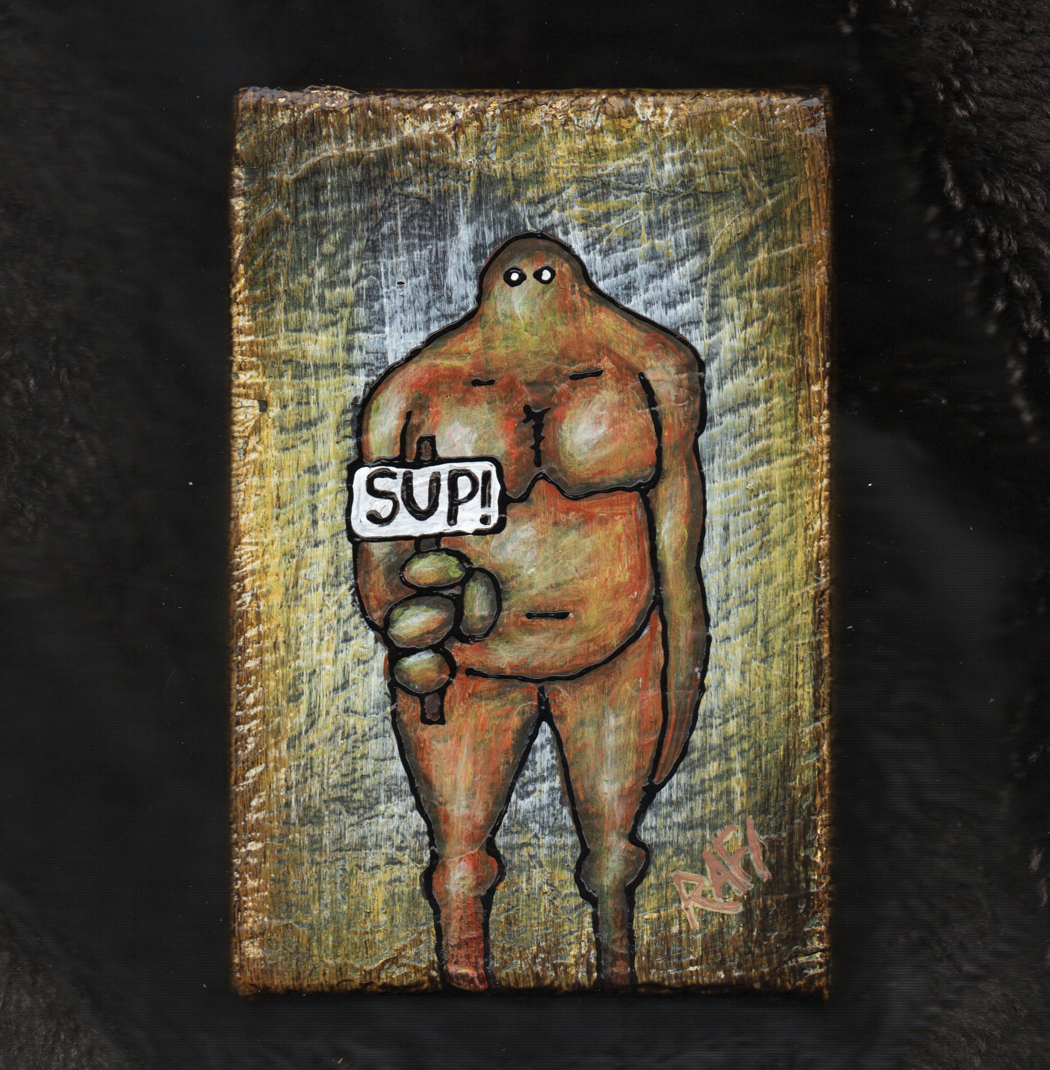 Me And It Series Art – SUP – Mixed Medium On Mini Stretched Canvas 4X6 By Rafi Perez