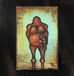 Me And It Series Art - Teddy Bear - Mixed Medium On Mini Stretched Canvas 4X6 By Rafi Perez