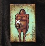 Me And It Series Art - White Flower - Mixed Medium On Mini Stretched Canvas 4X6 By Rafi Perez