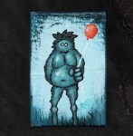 Me And It Series Art - Winter Balloon - Mixed Medium On Mini Stretched Canvas 4X6 By Rafi Perez