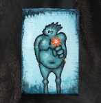 Me And It Series Art - Winter Flower - Mixed Medium On Mini Stretched Canvas 4X6 By Rafi Perez