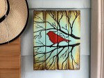 Crimson Serenade By Artist Rafi Perez Original Art On Reclaimed Wood 10X12