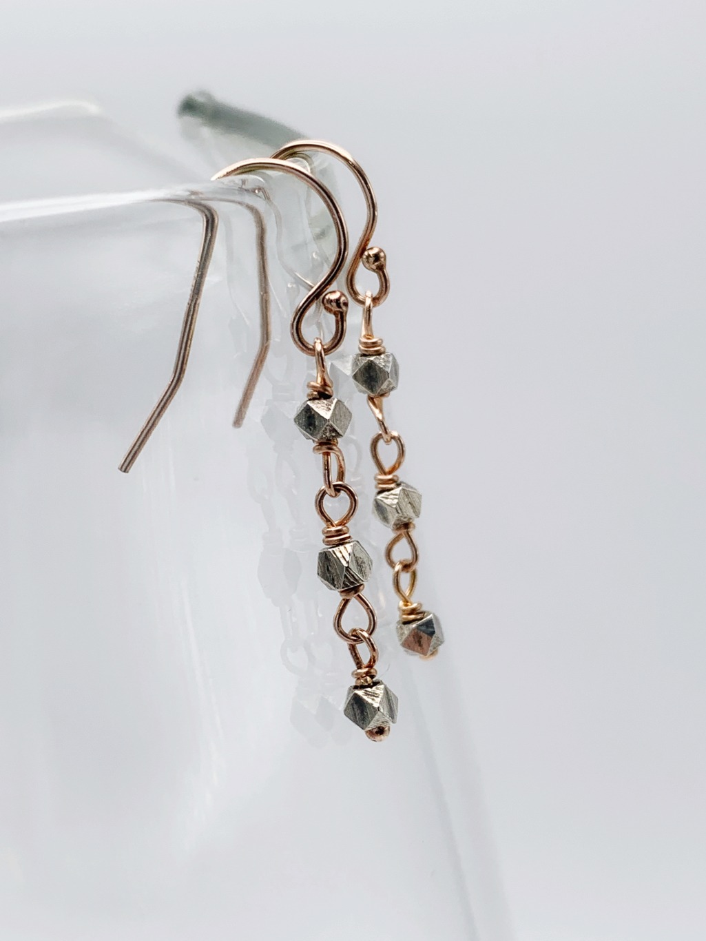 Sparkly Nugget Chain Earrings / Fine Silver / 14k Rose Gold Filled - Image 2