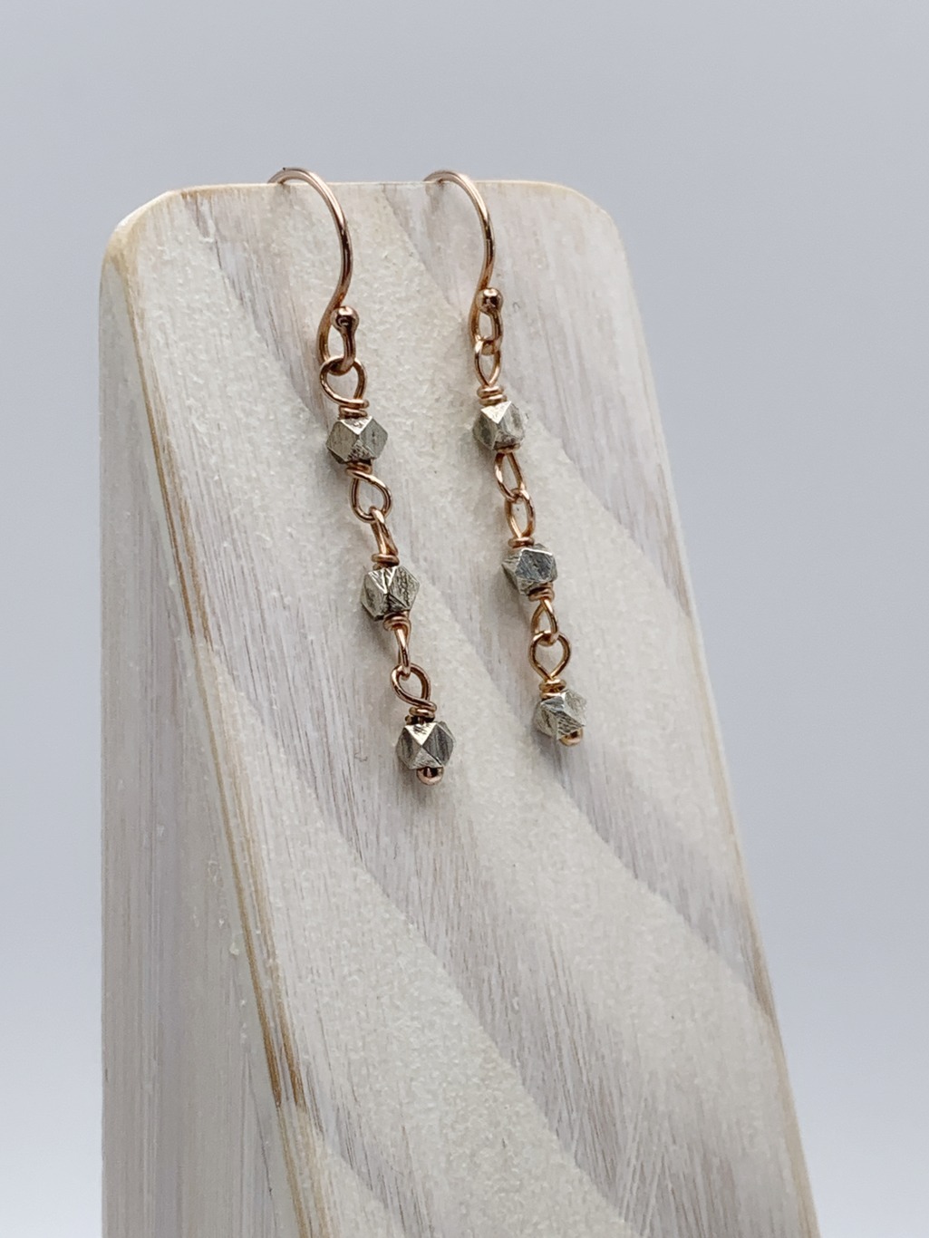 Sparkly Nugget Chain Earrings / Fine Silver / 14k Rose Gold Filled - Image 4