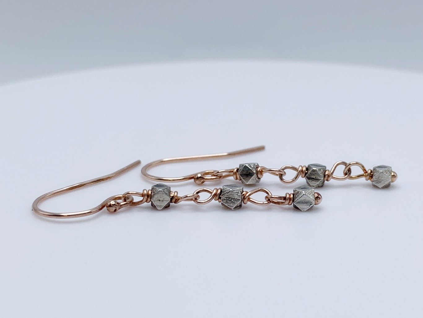 Sparkly Nugget Chain Earrings / Fine Silver / 14k Rose Gold Filled - Image 5