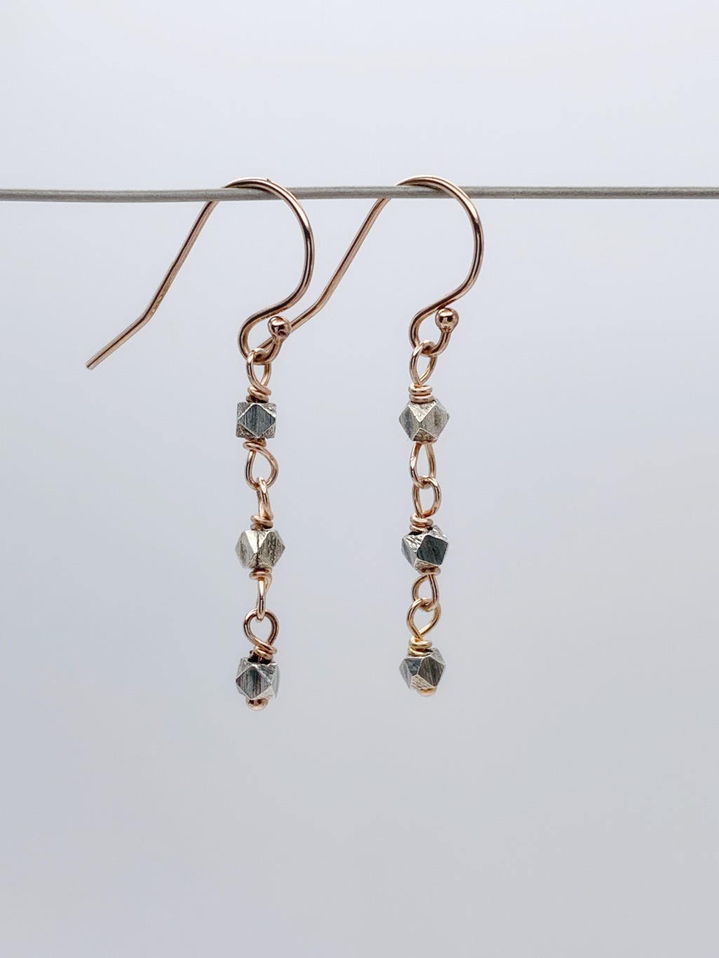 Sparkly Nugget Chain Earrings / Fine Silver / 14k Rose Gold Filled - Image 6