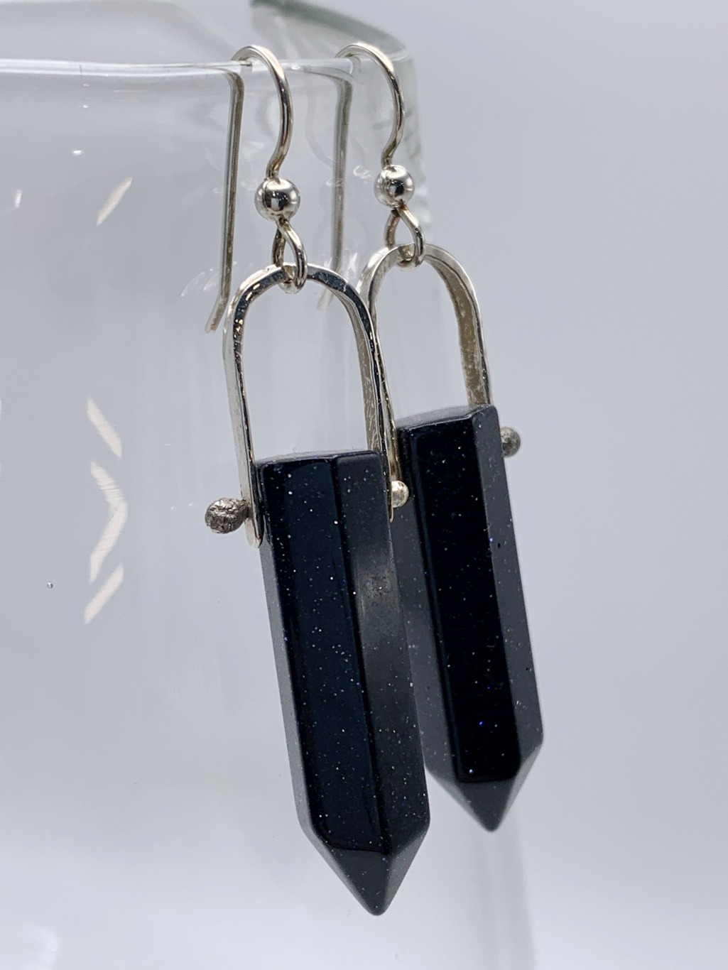 Star Stone Crystal Point Statement Earrings / Solid Sterling Silver / Sparkling Star Stone Points - Image 2