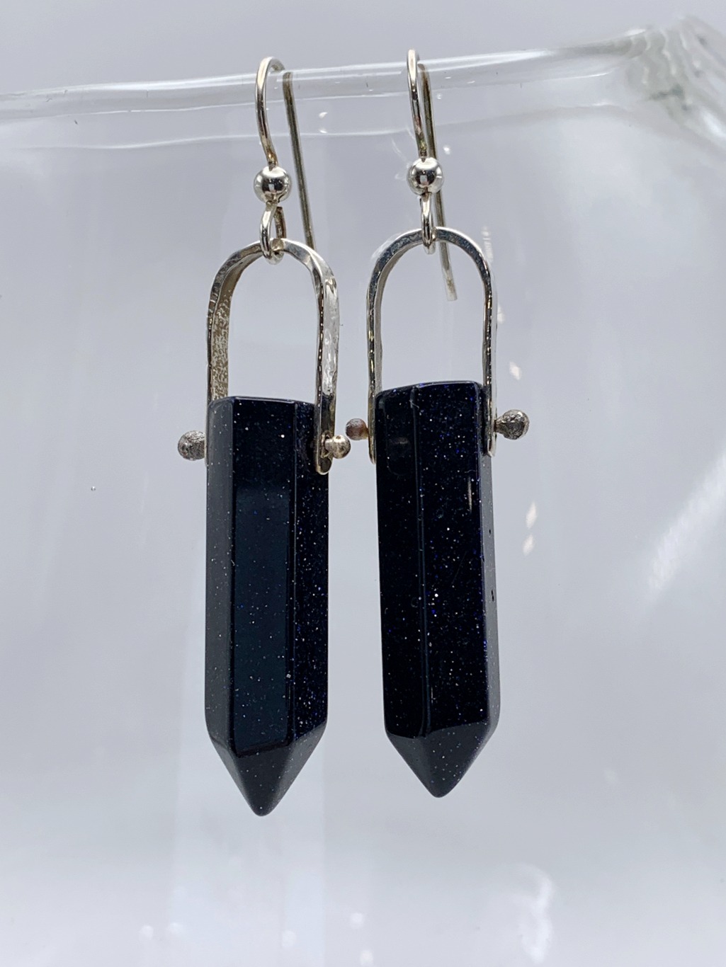 Star Stone Crystal Point Statement Earrings / Solid Sterling Silver / Sparkling Star Stone Points - Image 3