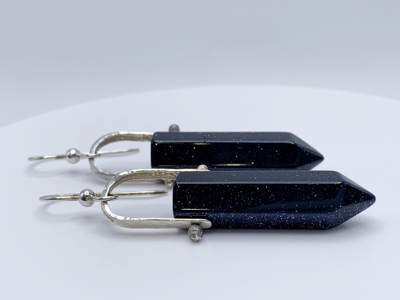 Star Stone Crystal Point Statement Earrings / Solid Sterling Silver / Sparkling Star Stone Points - Image 4