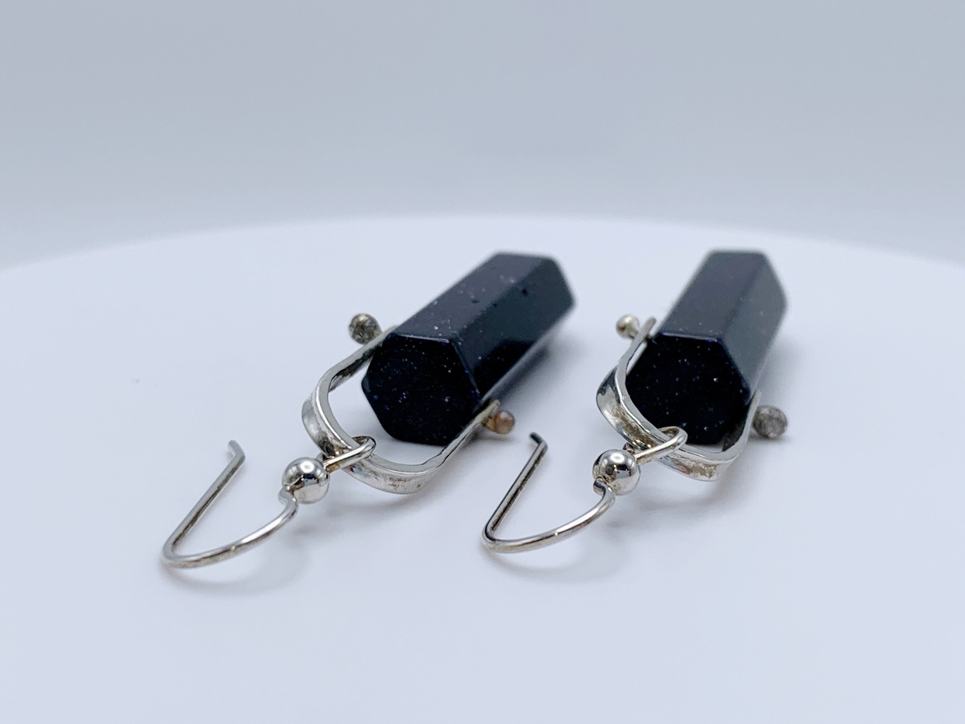 Star Stone Crystal Point Statement Earrings / Solid Sterling Silver / Sparkling Star Stone Points - Image 5
