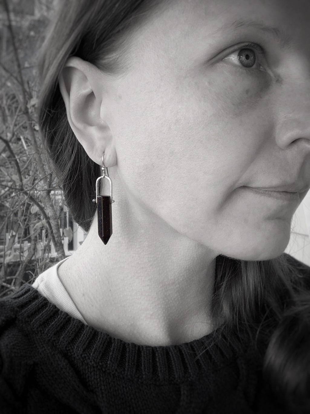 Star Stone Crystal Point Statement Earrings / Solid Sterling Silver / Sparkling Star Stone Points - Image 8