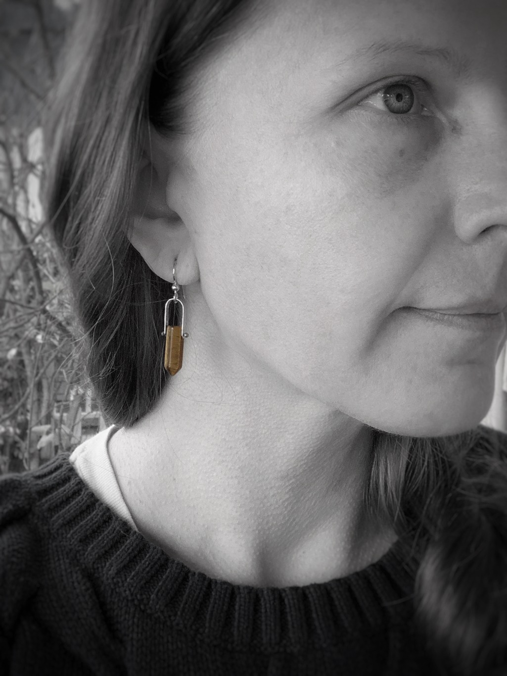 Tiger Eye Crystal Point Earrings / Solid Sterling Silver / Genuine Tiger Eye Points - Image 8