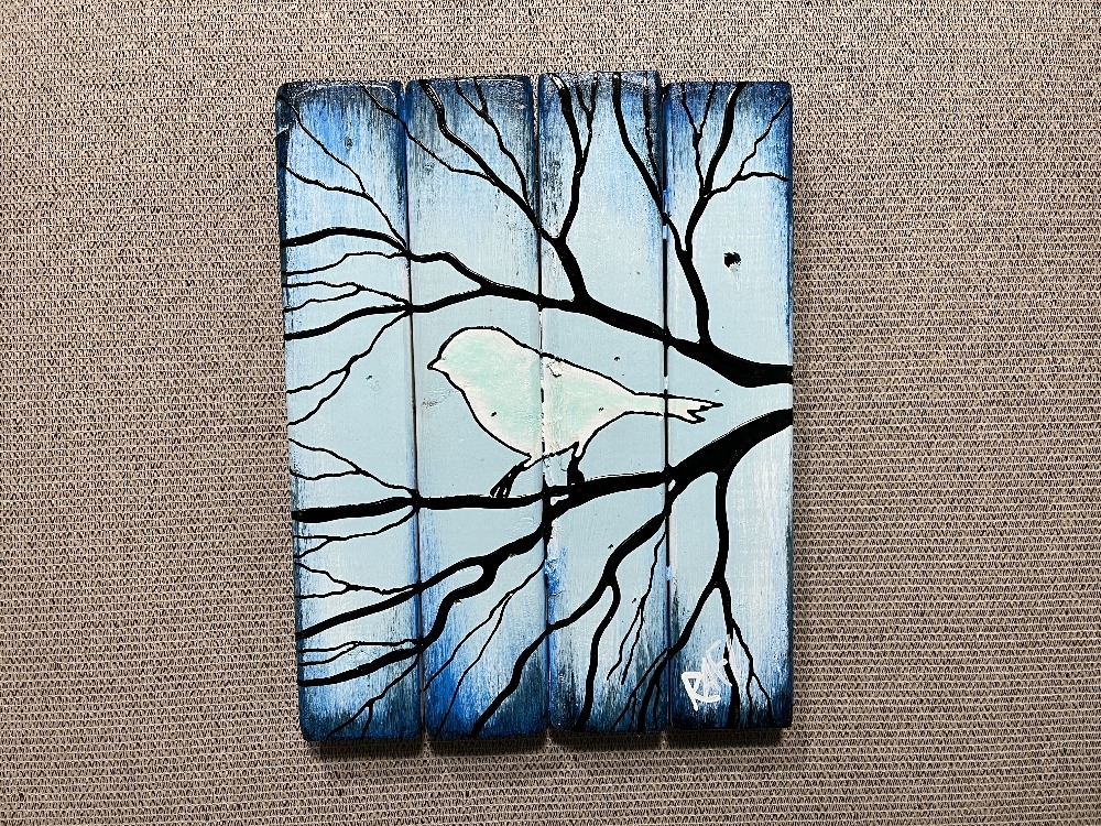 Ephemeral Elation By Artist Rafi Perez Original Art On Reclaimed Wood 10X12 - Image 3