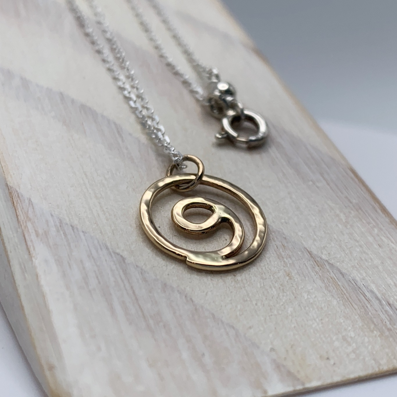 Gratitude Symbol Necklace / Solid 14k Gold Gratitude Spiral / Solid Sterling Silver Chain - Image 5