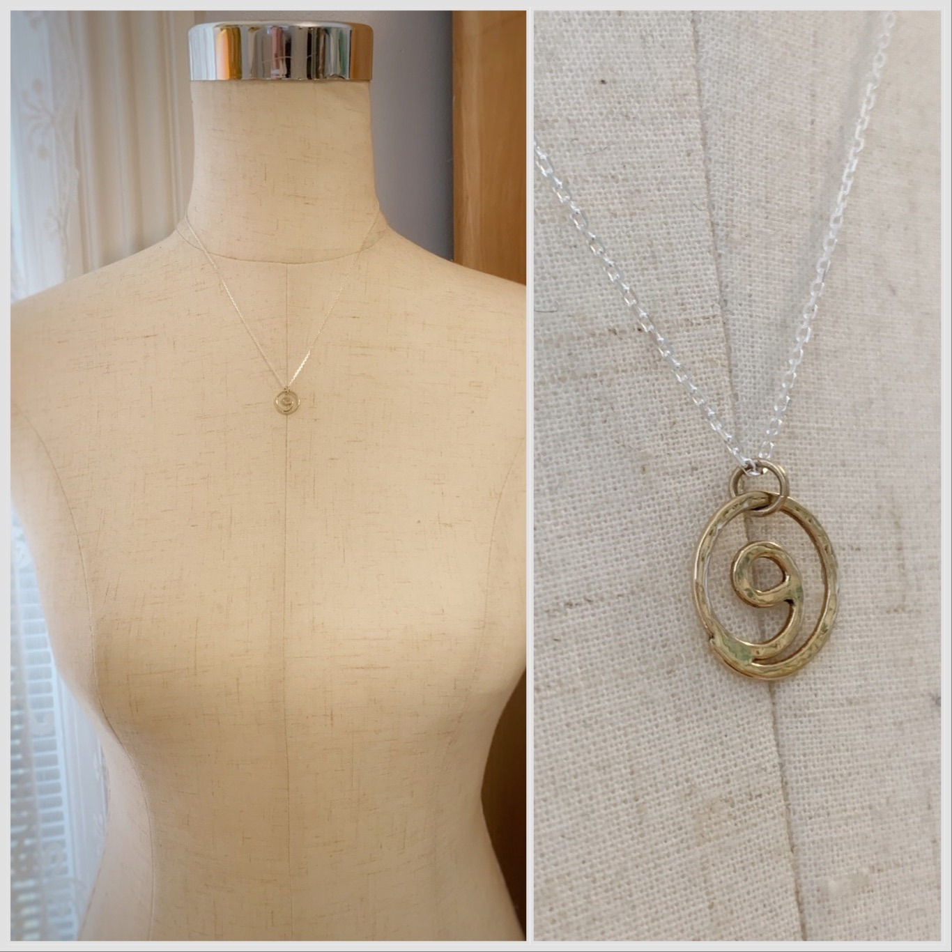 Gratitude Symbol Necklace / Solid 14k Gold Gratitude Spiral / Solid Sterling Silver Chain - Image 8