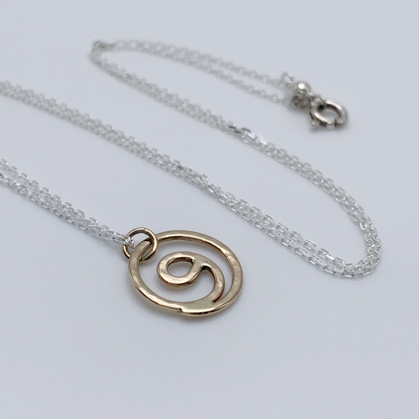 Gratitude Symbol Necklace / Solid 14k Gold Gratitude Spiral / Solid Sterling Silver Chain - Image 3
