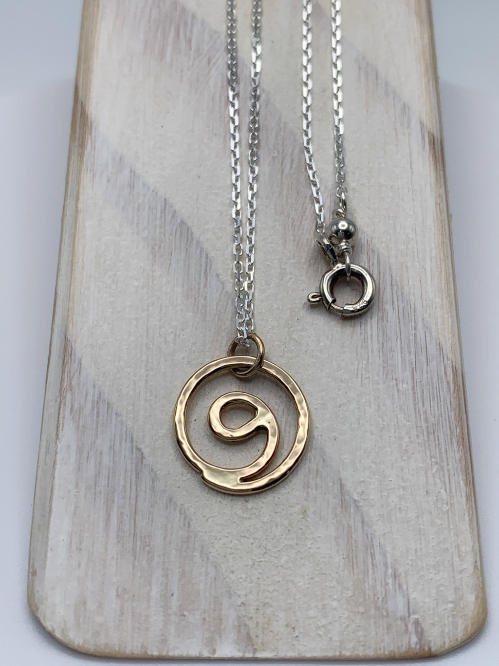 Gratitude Symbol Necklace / Solid 14k Gold Gratitude Spiral / Solid Sterling Silver Chain - Image 6