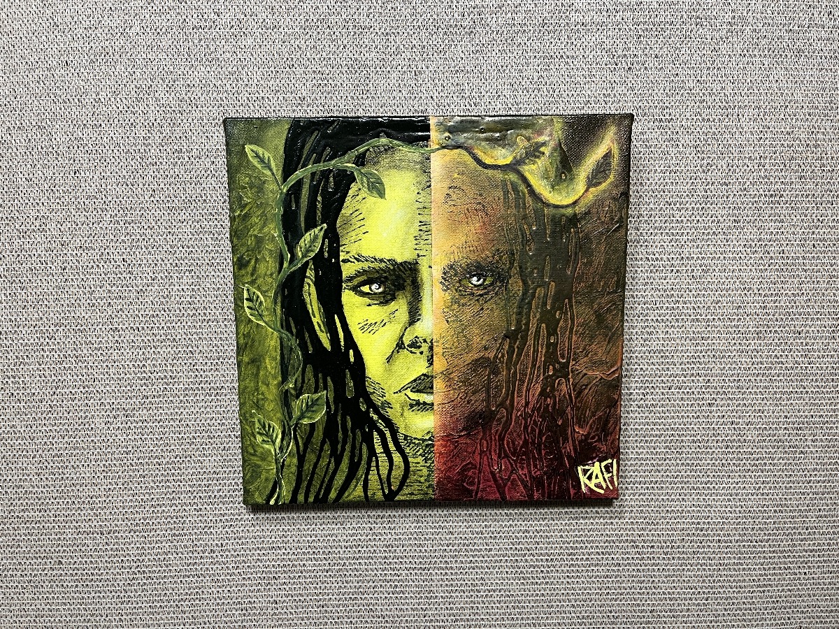 From The Ashes By Artist Rafi Perez Original Art On Gallery Wrapped Canvas 10X10 - Image 2