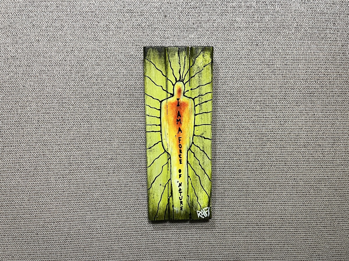 I Am A Force Of Nature By Artist Rafi Perez Original Art On Reclaimed Wood 11X4 - Image 2