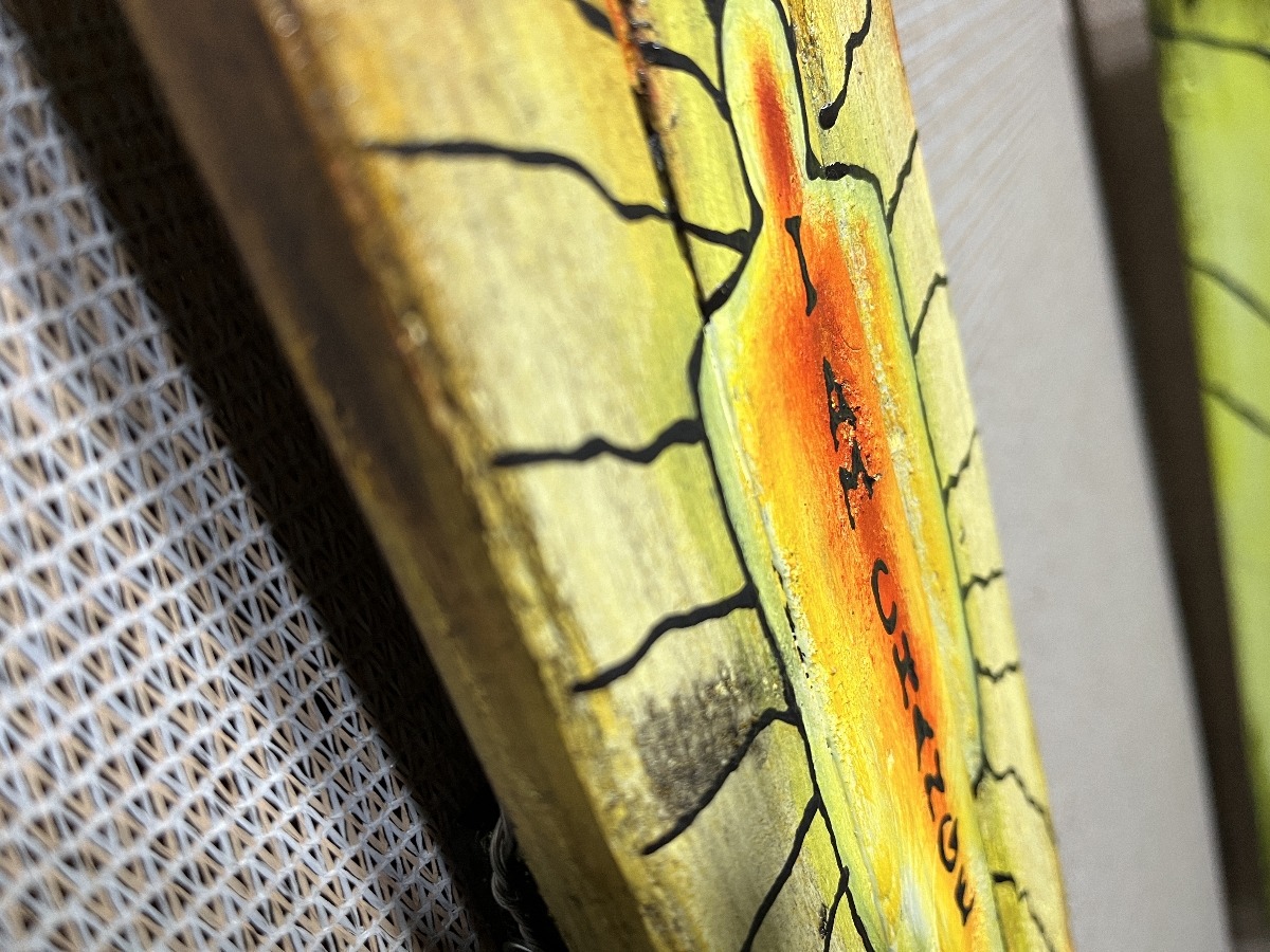 I Am Change By Artist Rafi Perez Original Art On Reclaimed Wood 11X4 - Image 5