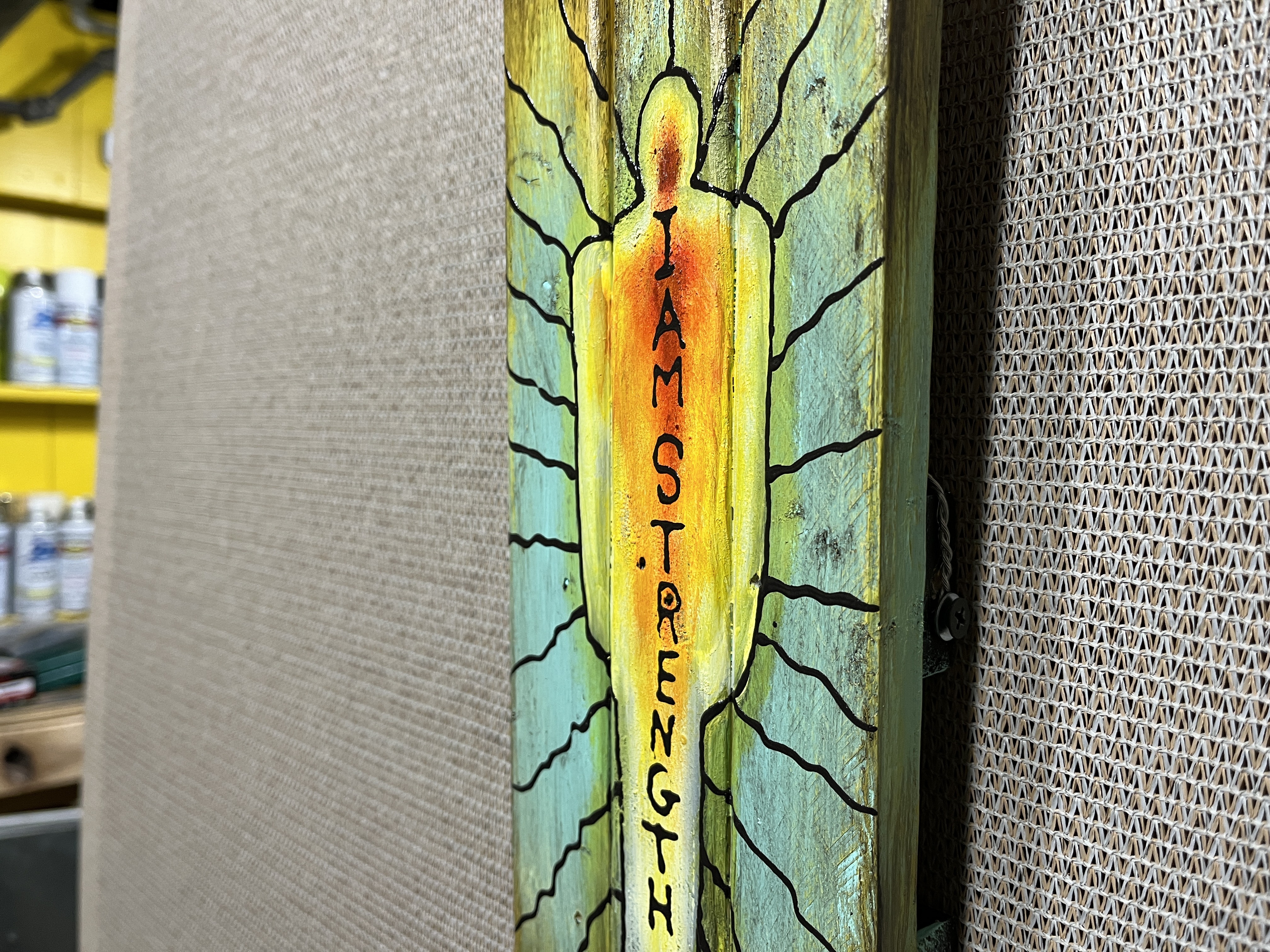 I Am Strength By Artist Rafi Perez Original Art On Reclaimed Wood 11X4 - Image 4
