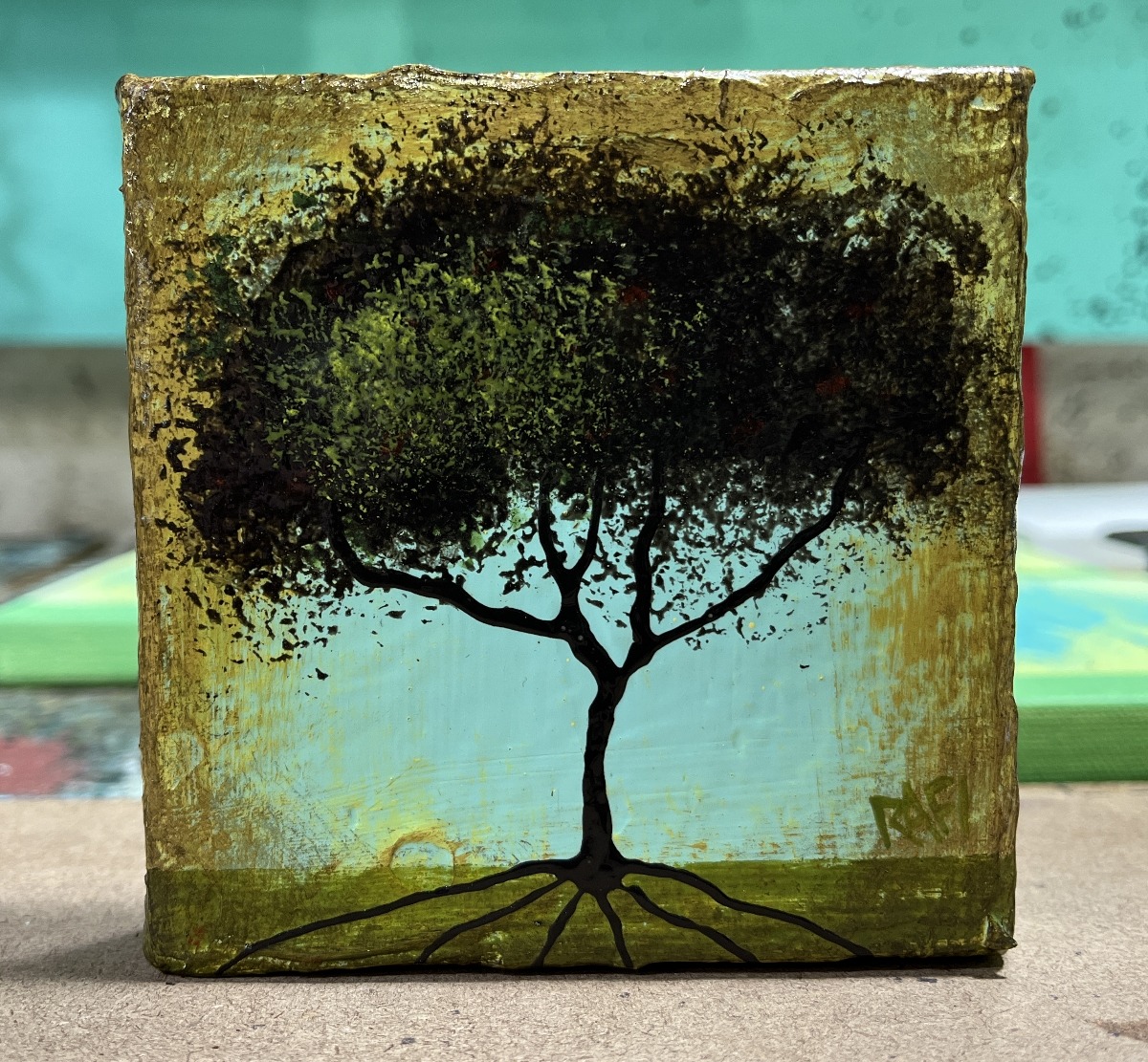 Seasonal JOY No. 1 Tree Paintings Mixed Medium On Canvas 4 Piece By Artist Rafi Perez 4X4 - Image 7