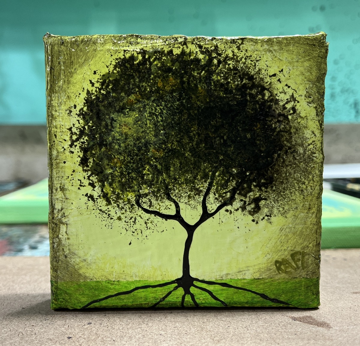 Seasonal JOY No. 1 Tree Paintings Mixed Medium On Canvas 4 Piece By Artist Rafi Perez 4X4 - Image 6