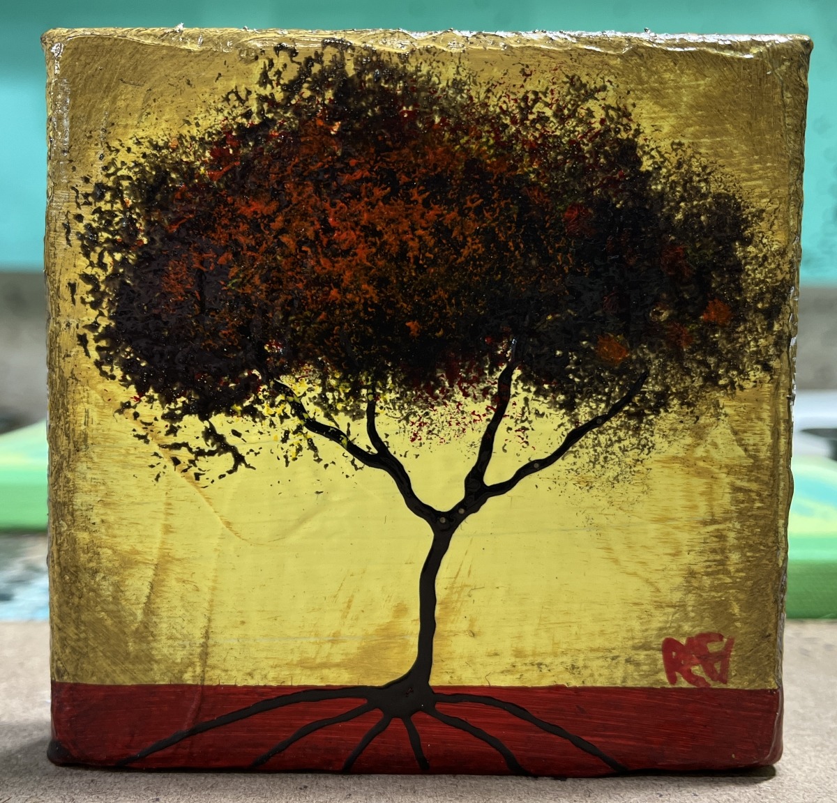Seasonal JOY No. 1 Tree Paintings Mixed Medium On Canvas 4 Piece By Artist Rafi Perez 4X4 - Image 3