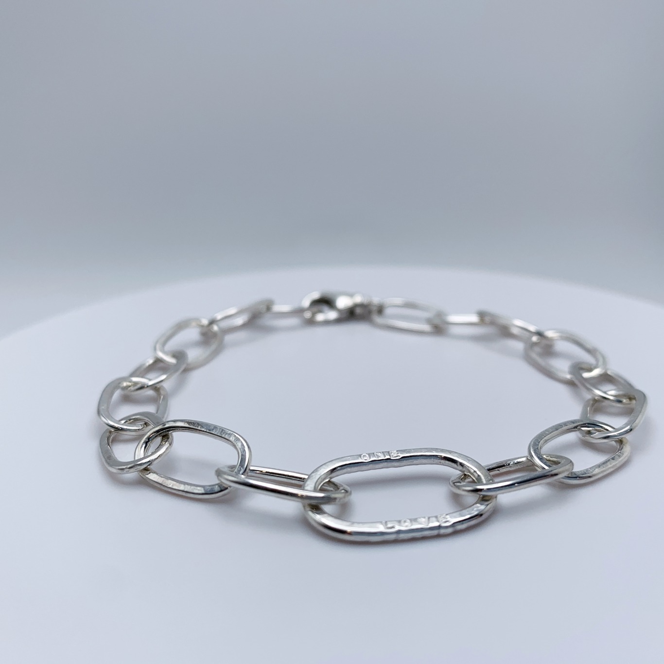 Paperclip Message Link Bracelet / Solid Sterling Silver / Custom Sized / Men's Women's Link Bracelet - Image 2