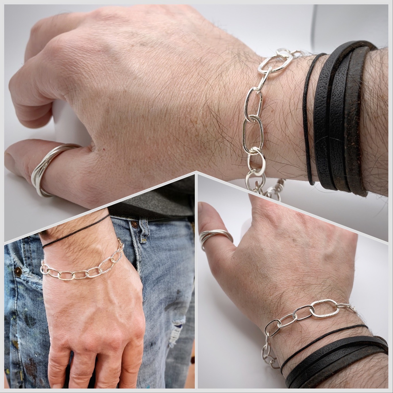 Paperclip Message Link Bracelet / Solid Sterling Silver / Custom Sized / Men's Women's Link Bracelet - Image 8