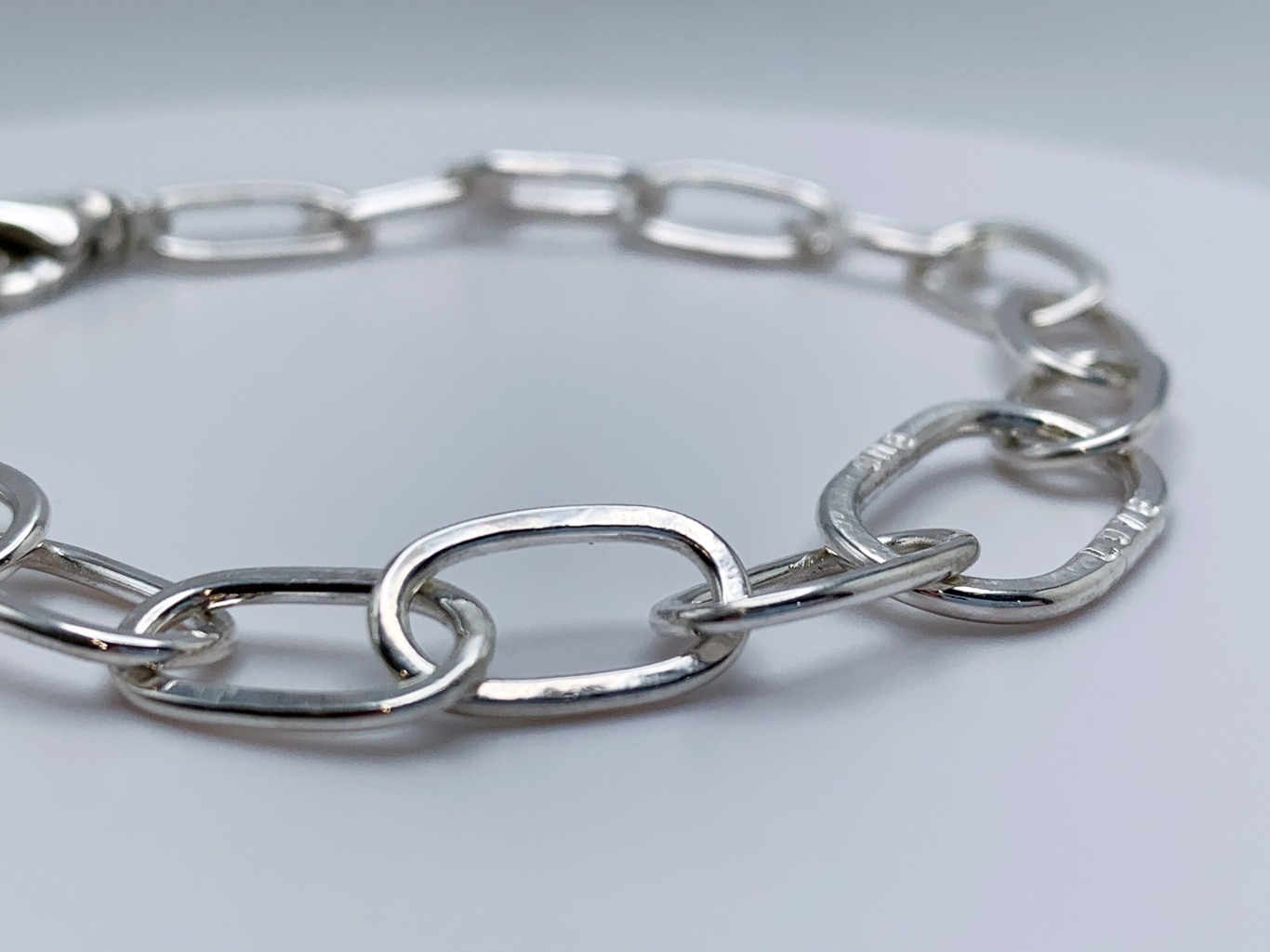 Paperclip Message Link Bracelet / Solid Sterling Silver / Custom Sized / Men's Women's Link Bracelet - Image 5