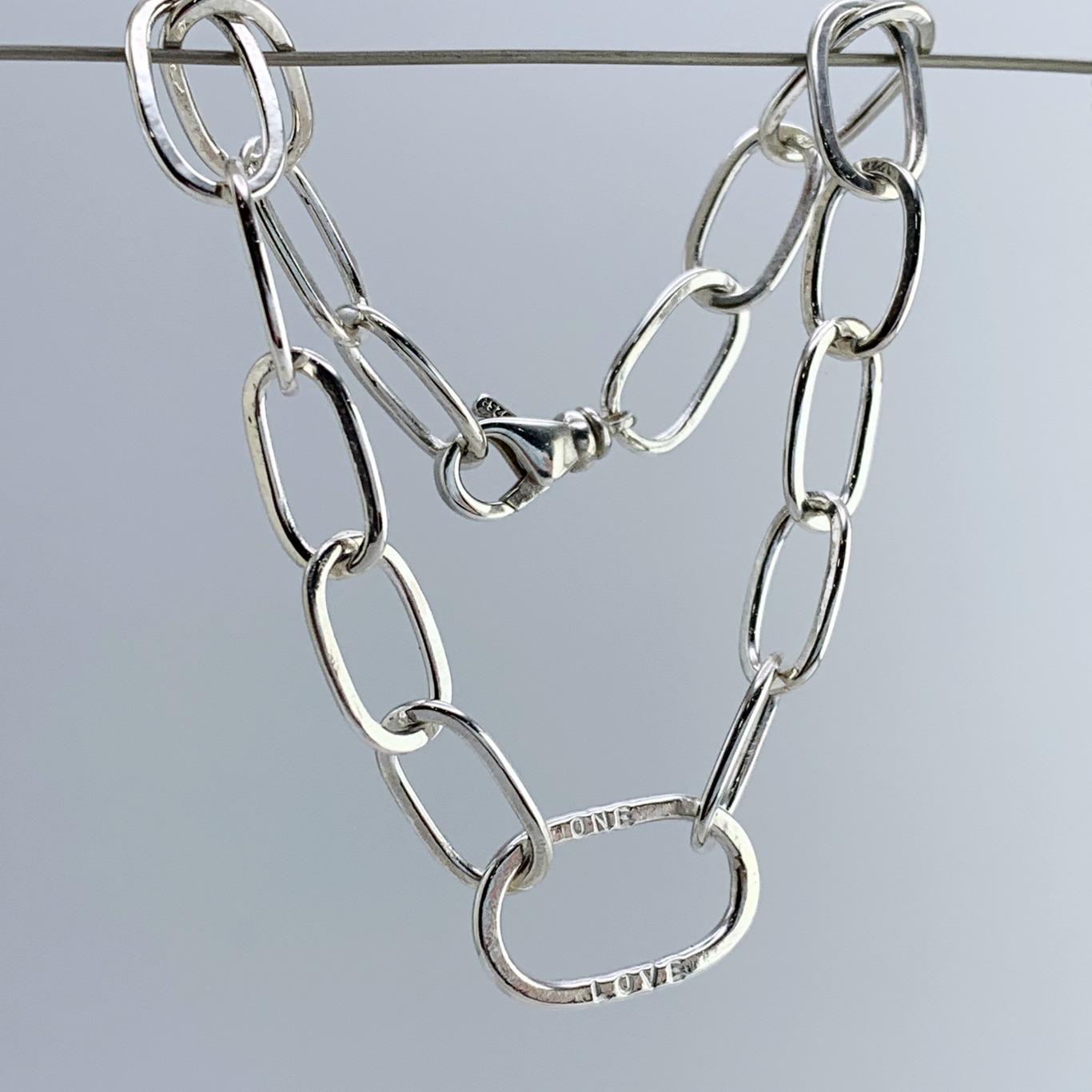 Paperclip Message Link Bracelet / Solid Sterling Silver / Custom Sized / Men's Women's Link Bracelet - Image 10