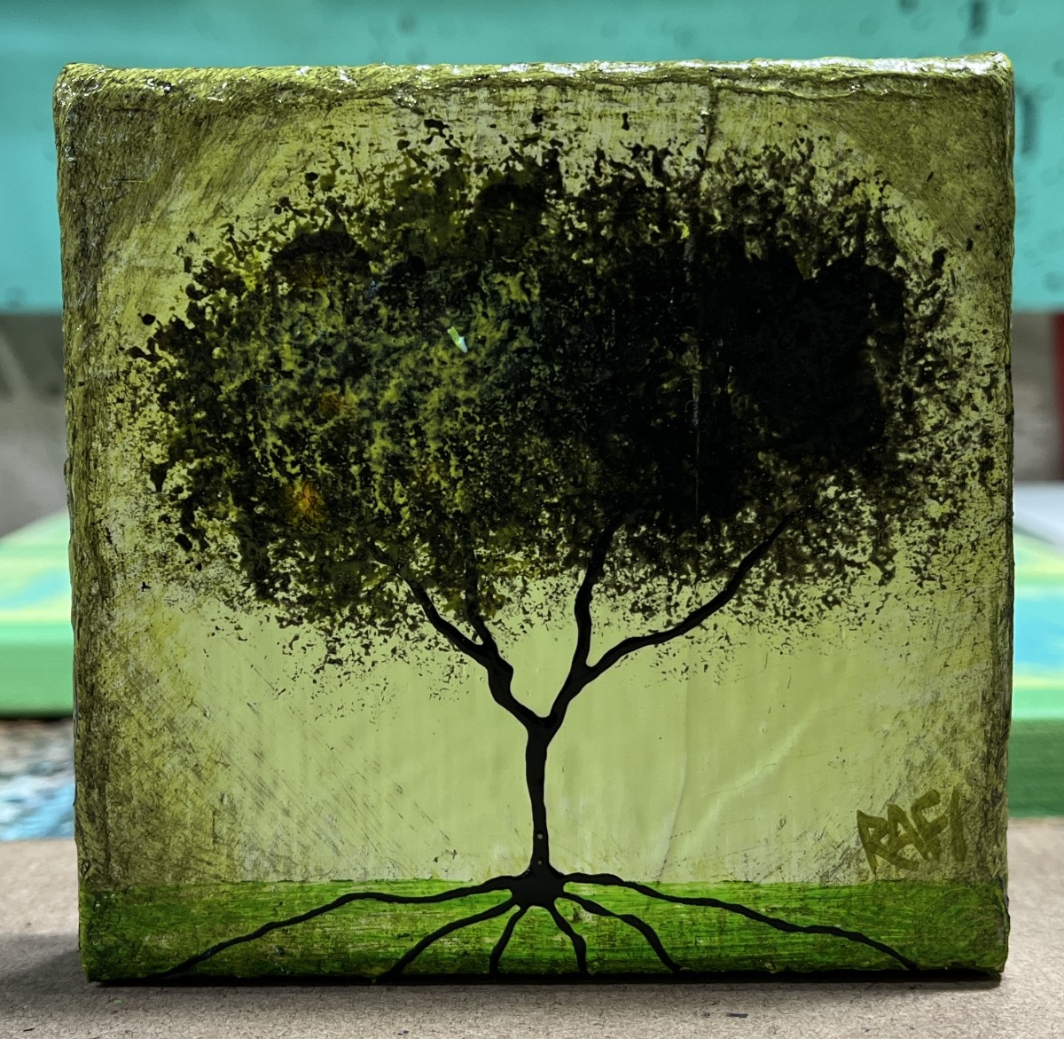 Seasonal JOY No. 4 Tree Paintings Mixed Medium On Canvas 4 Piece By Artist Rafi Perez 4X4 - Image 4