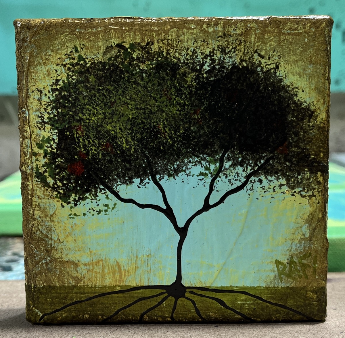 Seasonal JOY No. 4 Tree Paintings Mixed Medium On Canvas 4 Piece By Artist Rafi Perez 4X4 - Image 6