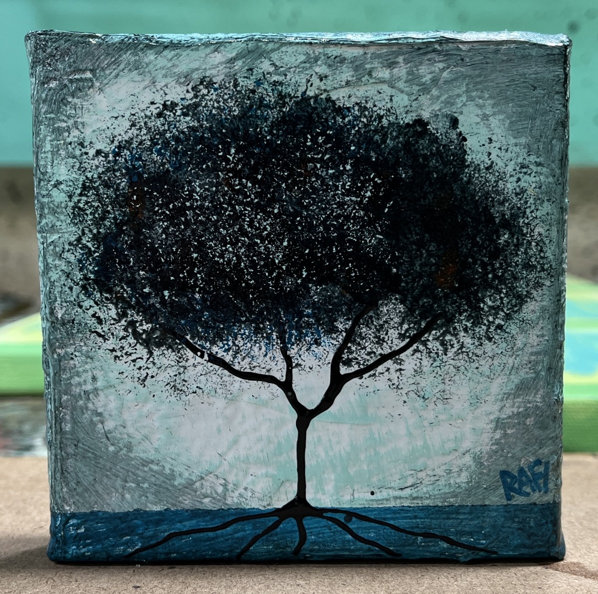 Seasonal JOY No. 5 Tree Paintings Mixed Medium On Canvas 4 Piece By Artist Rafi Perez 4X4 - Image 2