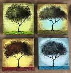 Seasonal JOY No. 5 Tree Paintings Mixed Medium On Canvas 4 Piece By Artist Rafi Perez 4X4