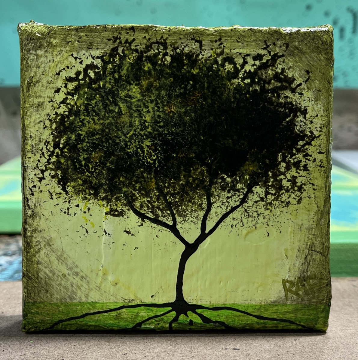 Seasonal JOY No. 5 Tree Paintings Mixed Medium On Canvas 4 Piece By Artist Rafi Perez 4X4 - Image 5